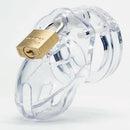 CBX Mr Stubb 1.75 inch clear chastity cage kit with lock, perfect for male sensual restraint.