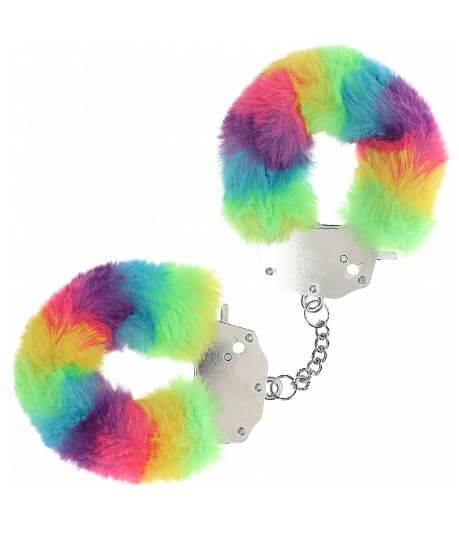 OUCH! HEAVY DUTY FLUFFY HANDCUFFS - MULTICOLOR 1-0