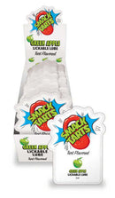 SMACK Tarts Green Apple Lube 3 ml Pouch 36 Pc Display with tart flavored pouches in a counter-ready display.