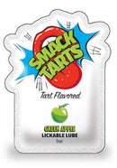 SMACK Tarts Green Apple Lube 3 ml packaging featuring a tart flavored design with green apple graphics.