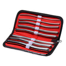 Kink Industries Hegar 8 Urethral Sounds Set Grey shown in a kit with red interior.
