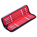 Kink Industries Rosebud Steel Urethral Sounds Kit displayed in a zippered case with polished steel sounds.