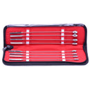 Kink Industries Rosebud Steel Urethral Sounds Kit with polished steel sounds in a red and black storage case.