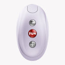 Fun Factory Mea Air Pulse Vibrator Purple remote control with buttons for customizable clitoral stimulation.