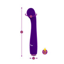 Viben Devotion G-Spot Massager Violet detailed view with dimensions and weight displayed.