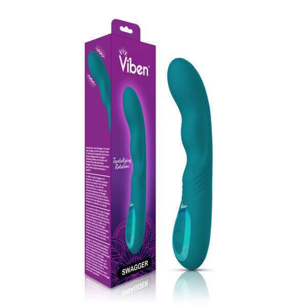 Swagger Ocean Wriggling G-Spot Vibrator with Dual Motors and 10 Functions, shown with packaging.