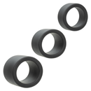 Alpha Liquid Silicone 3 Ring Stamina Set Black featuring three premium black silicone rings for enhanced pleasure.