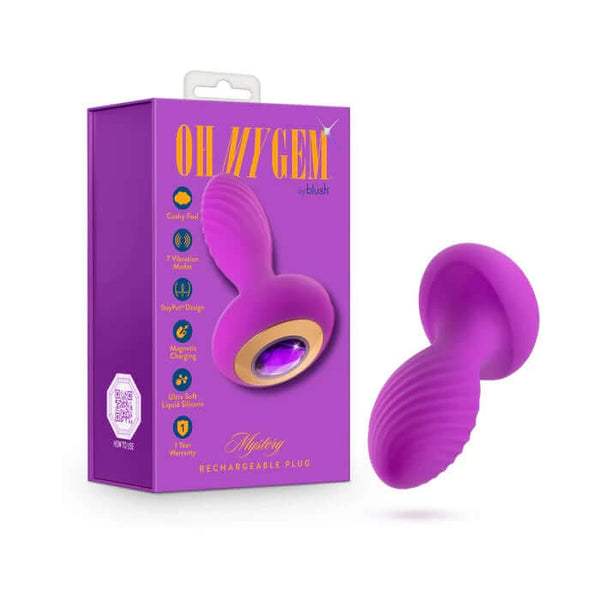 Oh My Gem Mystery Plug Sapphire - Vibrating Anal Plug with Sapphire Gem and Packaging