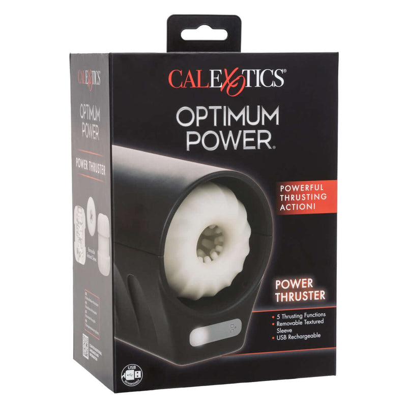 Optimum Power Power Thruster Rechargeable Masturbator in Packaging for Intense Solo Play