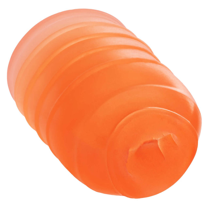 Pop Sock!™ Ribbed Orange Reversible Stroker with Multi-Textured Design for Sensational Solo Play
