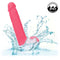 Rechargeable 7" vibrating thrusting dildo with suction base splashing in water, IPX7 waterproof submersible sex toy for intense pleasure