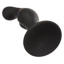 CalExotics Silicone Anal Ripple Plug Kit Black showcasing a smooth, curved design with a suction cup base for versatile play.