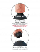 King Cock 8 inches Vibrating Dildo Beige with super-powerful suction cup base for strong grip.