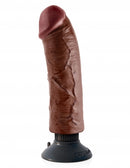 King Cock 8 inches Vibrating Dildo Brown showcasing realistic design with sculpted veins and a strong suction base.