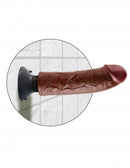 King Cock 8 inches Vibrating Dildo Brown mounted on a wall for hands-free pleasure.