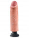 King Cock 10-inch vibrating realistic dildo in beige with suction base for enhanced pleasure.