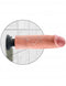 King Cock 10-inch realistic vibrating dildo in beige mounted on a tiled wall, showcasing detail and texture.