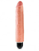 King Cock Vibrating Stiffy Dildo 10 inches in beige, featuring a multi-speed vibrator for realistic pleasure.