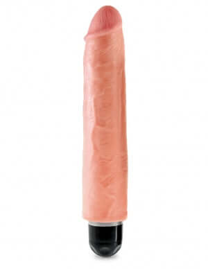 King Cock Vibrating Stiffy Dildo 10 inches in beige, featuring a multi-speed vibrator for realistic pleasure.