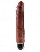 King Cock 10-inch Vibrating Stiffy dildo in chocolate color, featuring a realistic design and powerful vibrations.