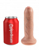 King Cock 6 inches Uncut Cock Beige Dildo next to a soda can for size comparison.