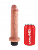 King Cock 7 inches Squirting Dildo Beige next to a soda can for size comparison.