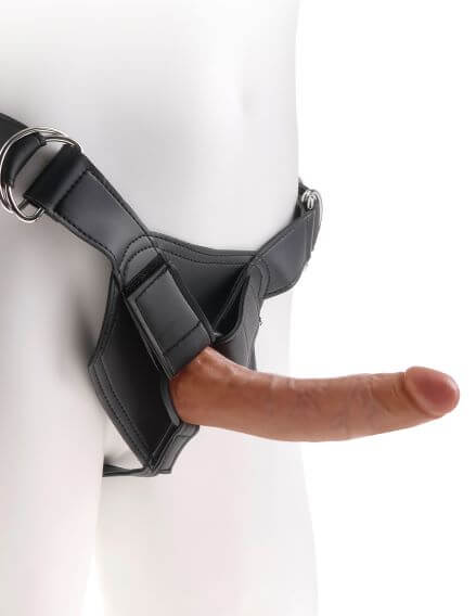 King Cock Strap On Harness featuring a realistic tan dildo, perfect for a lifelike experience.