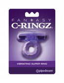 Fantasy C-Ringz Vibrating Super Ring Purple packaging with a sleek design for enhanced intimacy and pleasure.