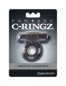 Fantasy C-Ringz Vibrating Super Ring Black packaged by Pipedream Products, designed for enhanced pleasure and support.