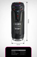 PDX Elite Moto Bator Pro Masturbator Black with dimensions and features for intense male pleasure.