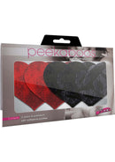 Peekaboos Stolen Kisses Heart Pasties package featuring red and black heart-shaped self-adhesive pasties.