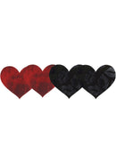 Peekaboos Stolen Kisses Heart Pasties in red and black heart shapes, perfect for stylish coverage and layering.