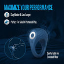 Performance Plus Dual Flex Pro Vibrating Cock Ring Blue features maximizing performance benefits for pleasure and comfort.