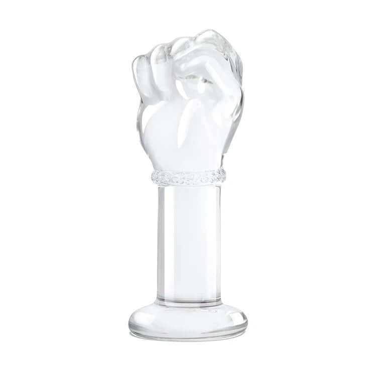 Gläs 5 Inch Glass Fist Butt Plug with realistic hand texture and tapered base for secure play