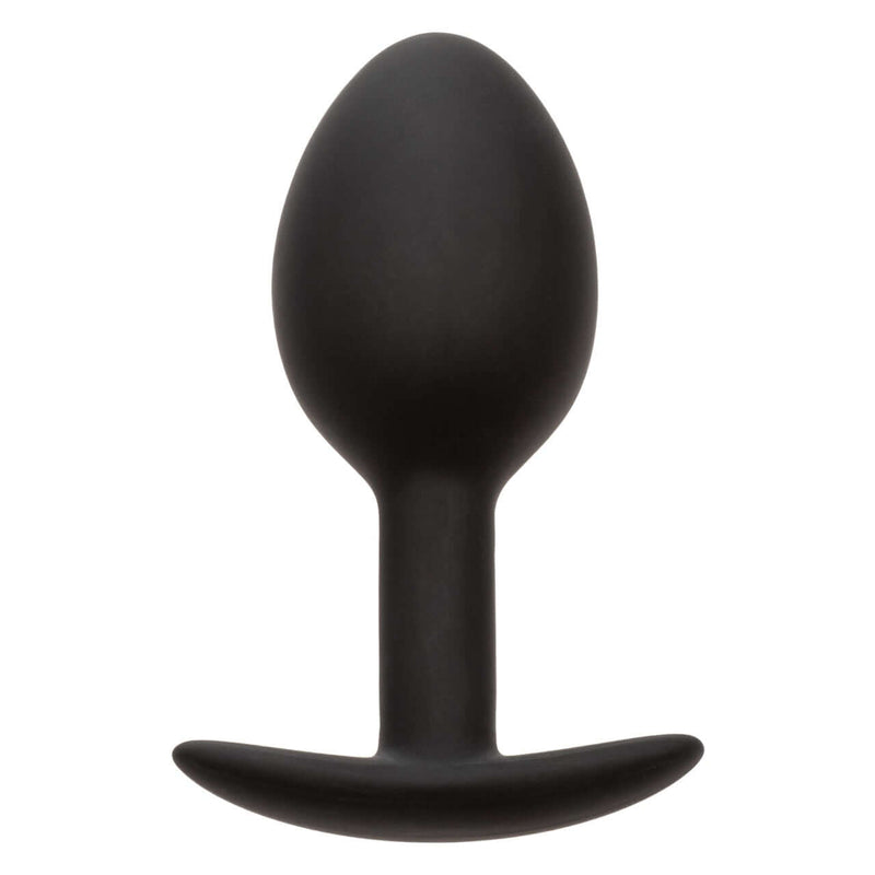 Weighted silicone plug with ergonomic design for enhanced sensory pleasure.