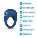 Performance Plus Dual Flex Pro Vibrating Cock Ring Blue features 10 vibration modes, body-safe silicone, and a comfortable fit.