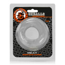 Oxballs Meat Bigger Bulge Cockring Clear in packaging showcasing the product's design and transparency.