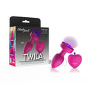 Viben Twila Twirling Light Up Vibrating Anal Plug Pink with remote, featuring 360-degree rotation and vibrant LED lights.