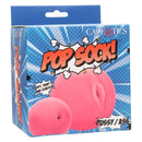 Pop Sock!™ Pussy/Ass Pink Dual-Entry Masturbator packaging showing soft, tight, and stretchy features.