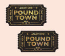 Pastease Pound Town One-Way Tickets Gold Glitter Pasties - Ignite passion and fun with gold glitter ticket-shaped pasties.