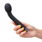 Black Preston Silicone G-Spot & P-Spot Vibrator in hand, showcasing its unique bulbous head design and smooth silicone finish.