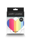 Pretty Pasties Pride Heart & Flower Rainbow 2 Pair - NS Novelties Adhesive Nipple Covers in packaging