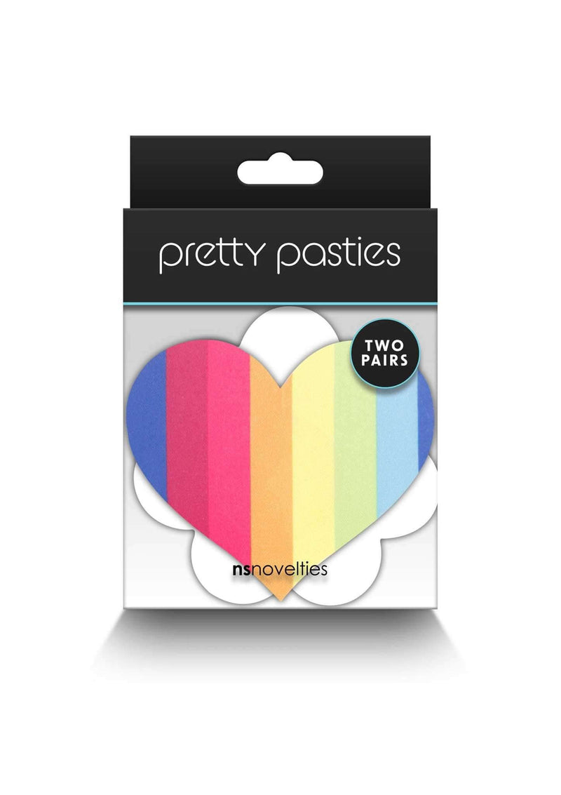 Pretty Pasties Pride Heart & Flower Rainbow 2 Pair - NS Novelties Adhesive Nipple Covers in packaging