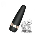 Satisfyer Pro 3 Air Pulse Clitoral Vibrator Black with ergonomic design and dual air pulse plus vibration features.