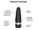 Satisfyer Pro 3 Air Pulse Clitoral Vibrator Black features intuitive operation, soft silicone, and controllable vibration.