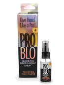 Pro Blo Deep Throat Spray 24 Pc Display featuring Passionate Peach Flavor for enhanced comfort and reduced gag reflex.