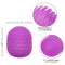 Pop Sock!™ Textured Purple Stroker with dual-texture design showing interior patterns and dimensions for versatile pleasure experience