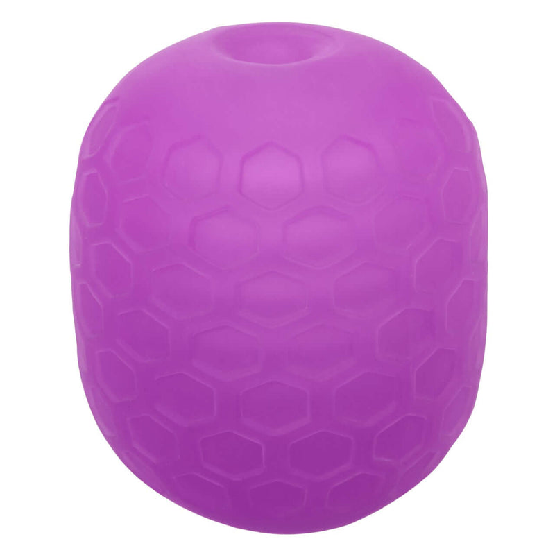 Pop Sock!™ Textured Purple Stroker Dual-Texture Reversible Masturbator in vibrant purple with a unique hexagonal pattern.