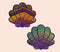 Opalescent purple and gold seashell pasties - Mermaid-inspired beachwear accessory.