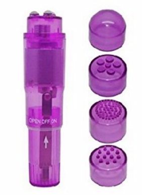 (BULK) CLOUD 9 NOVELTIES MINI MASSAGER POCKET ROCKET PURPLE W/ 4 ATTACHMENTS-0
